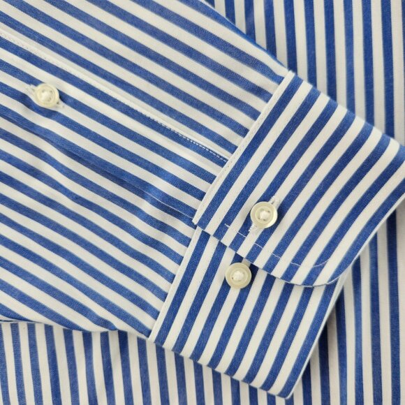 Brooks Brothers Regent Button-Down Non-Iron 18 4/5 Cotton Blue Striped Button Up - Picture 3 of 15